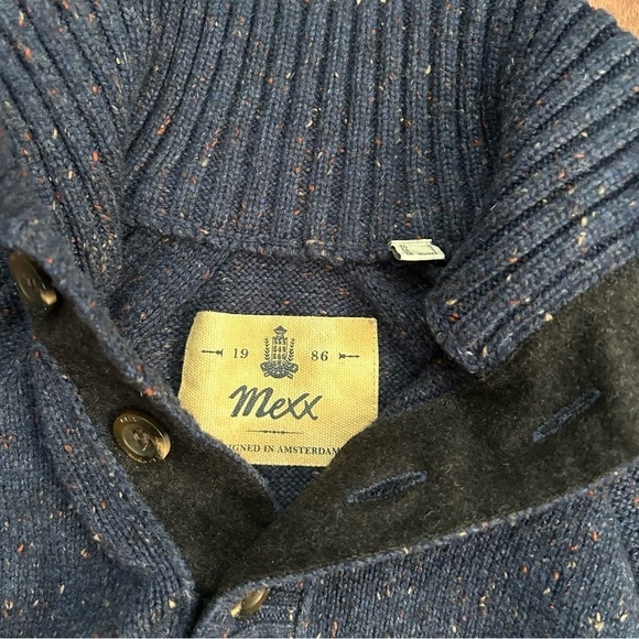 Mexx Men’s Classic Elbow Patch Wool Blend Sweater, Buttons at Neck, Size Sm - Picture 4 of 12
